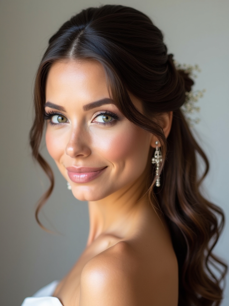 half up hairstyle with shine
