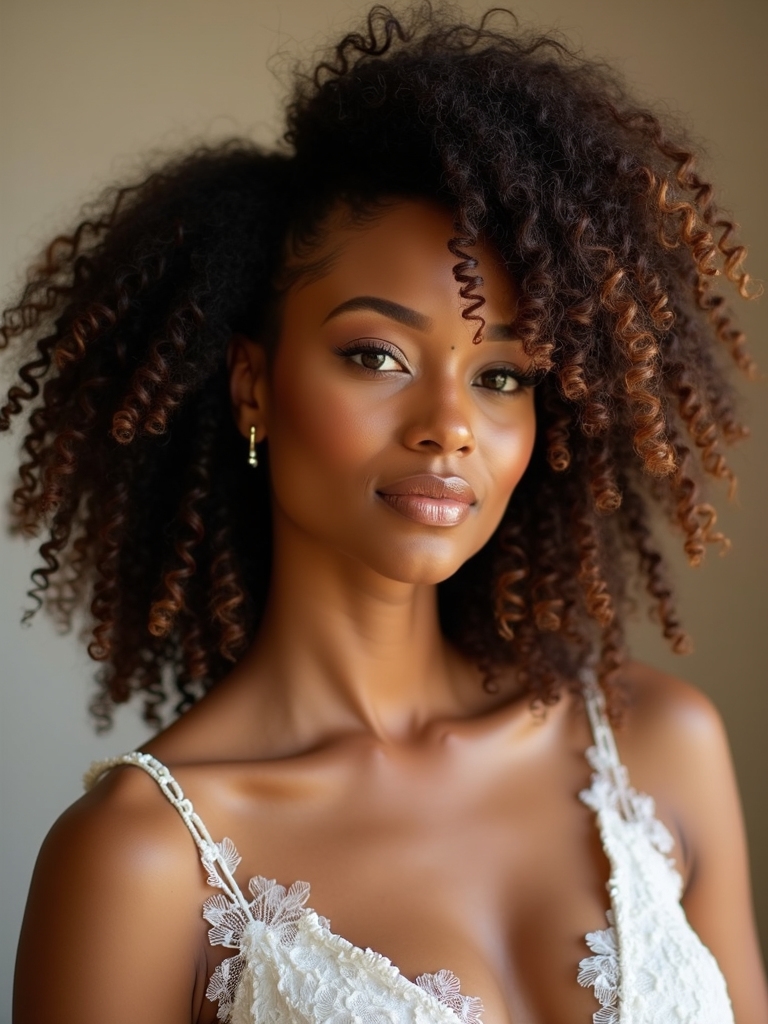 half up textured curls