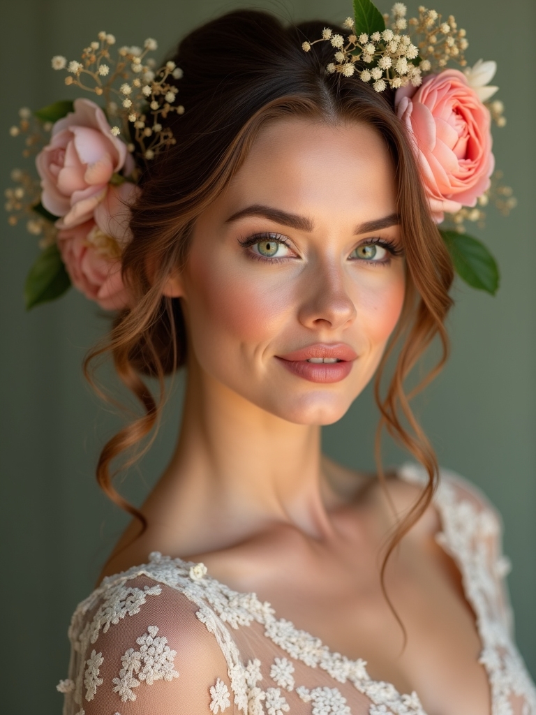 harmonize florals with hairstyles