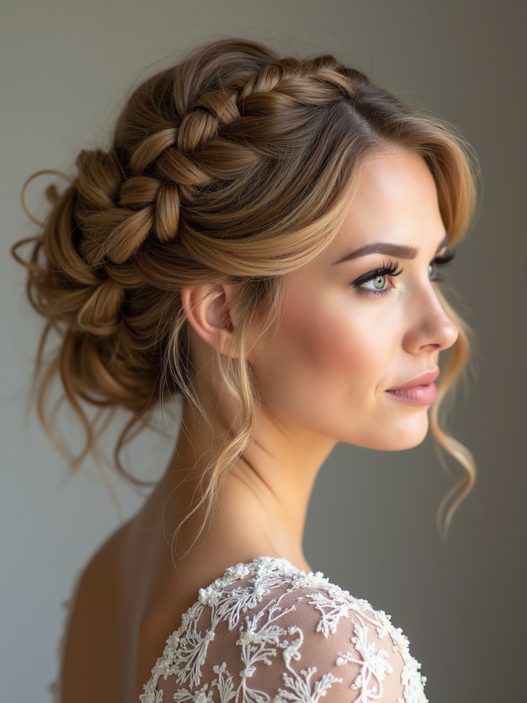 intricate textured braided updo