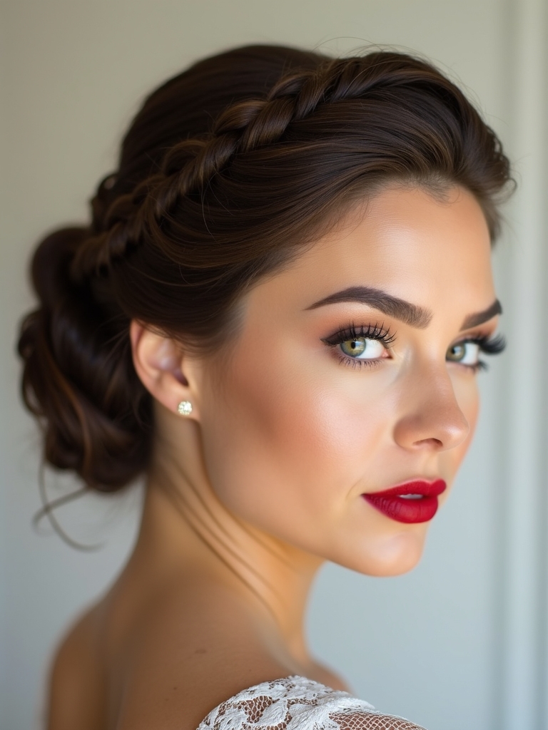 lace adorned bridal braids