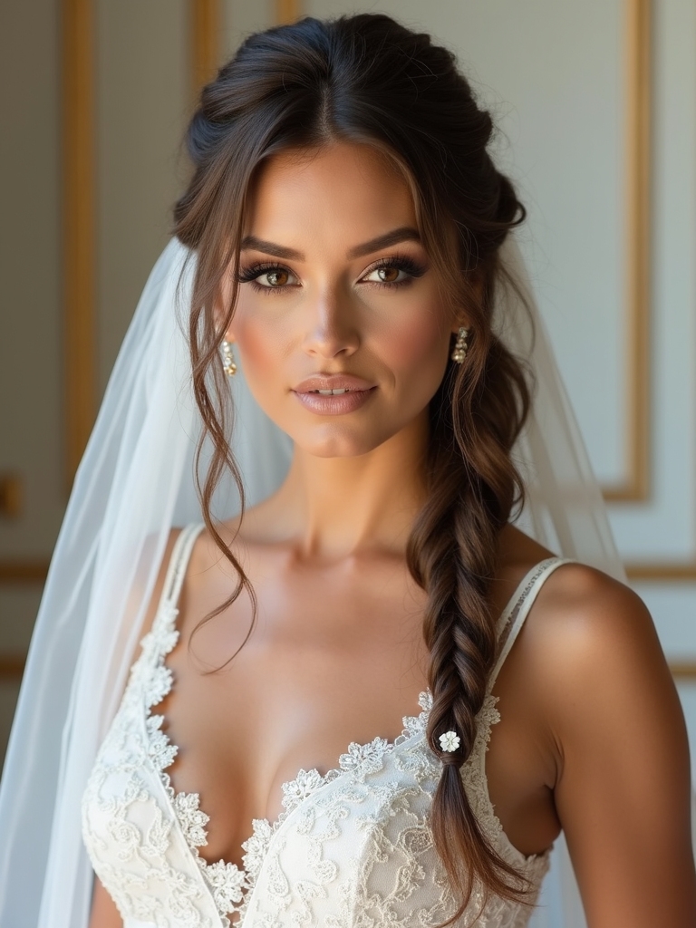 lace braids with veil
