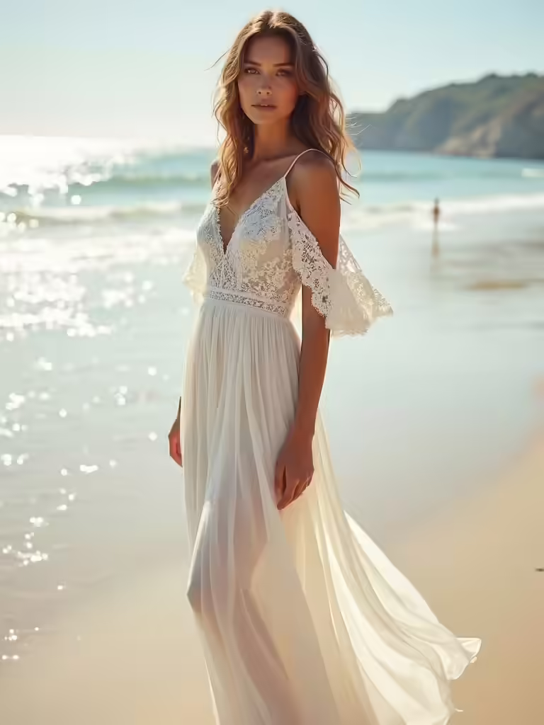 lightweight beach wedding gowns