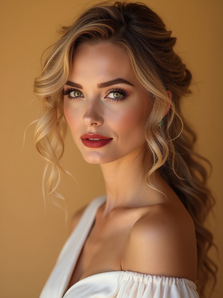 loose curls with side part