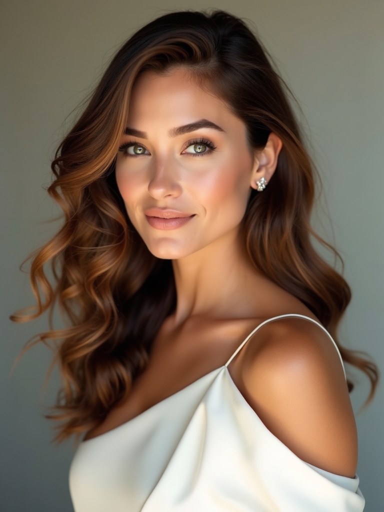 loose waves one shoulder emphasis