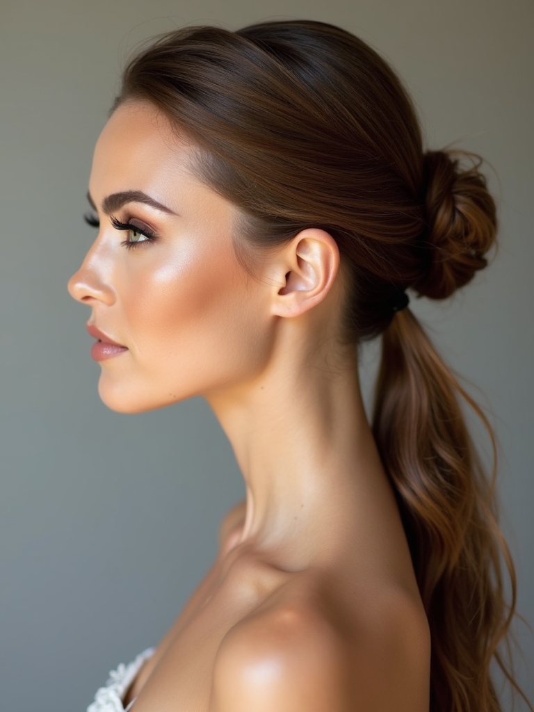 low bun ponytail hybrid