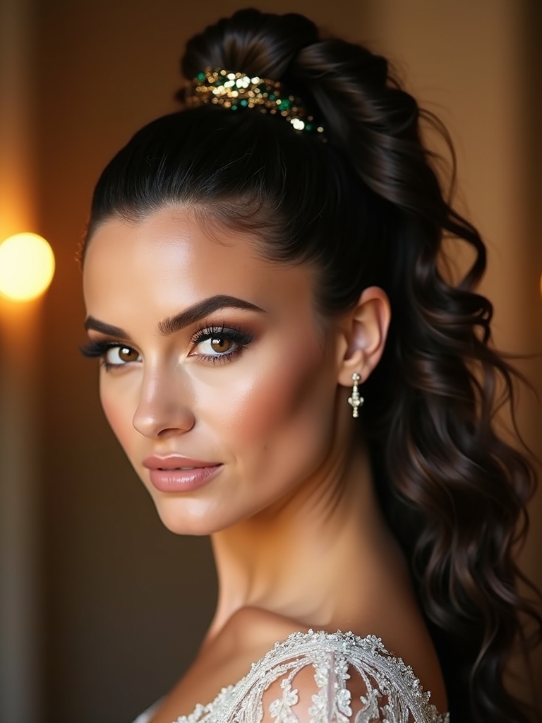 metallic wrapped ponytails glamour