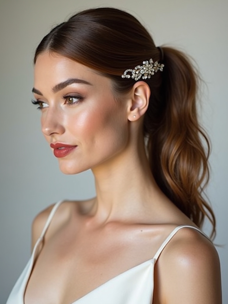 minimalist ponytails bold accessories