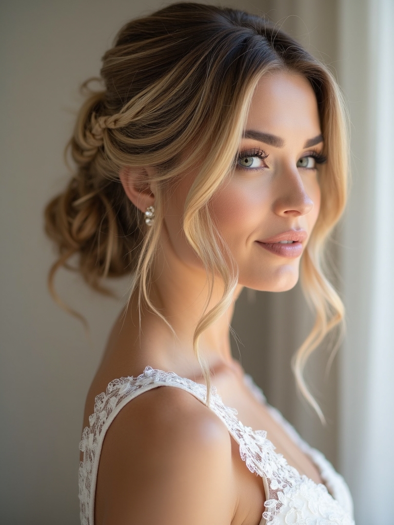 modern half up bridal elegance