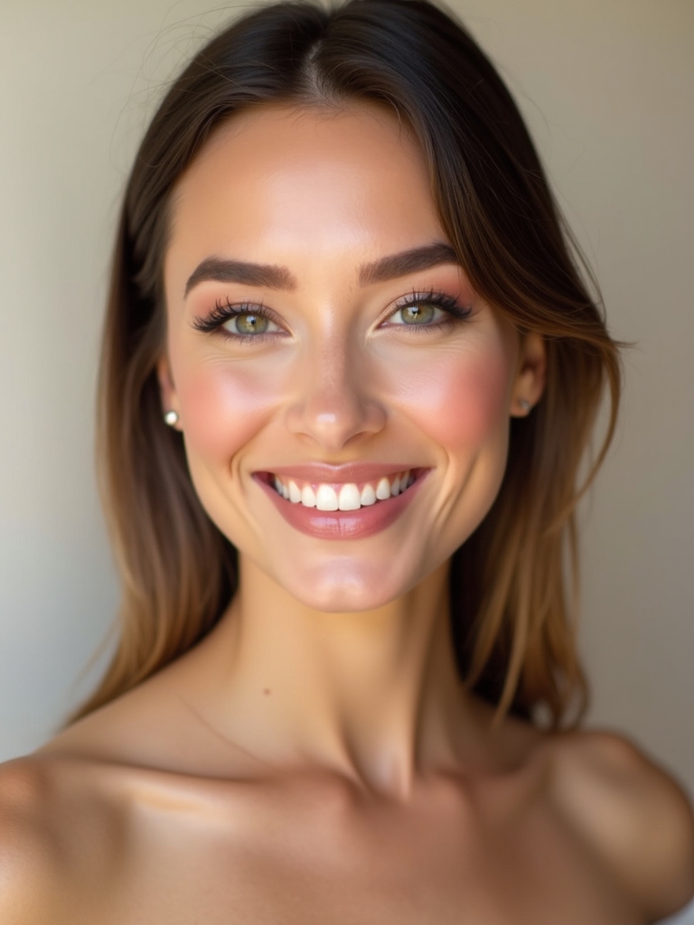 natural glow with rosy cheeks