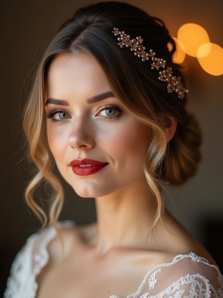 polished low buns sparkle subtly