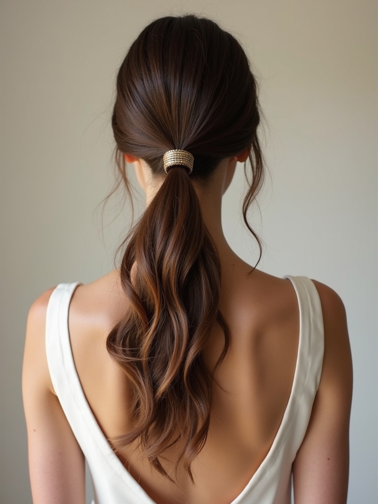 polished luxe ponytail style