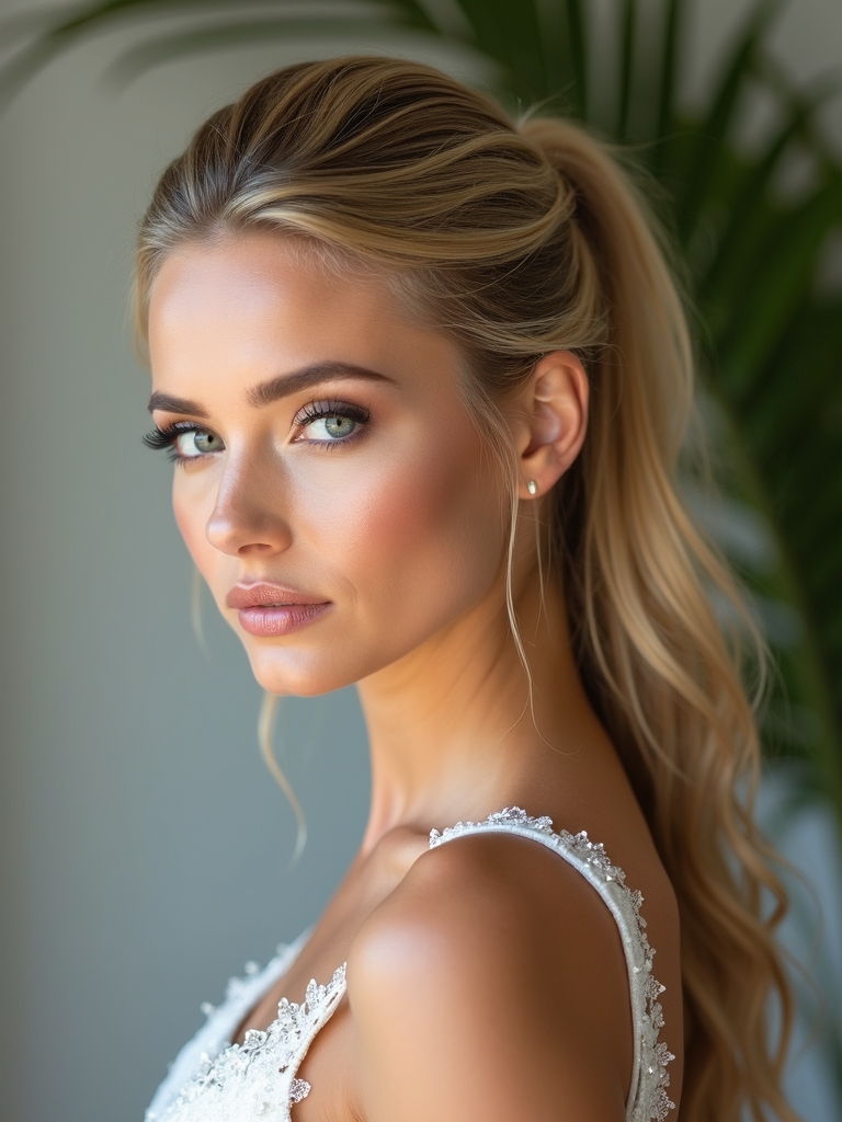 ponytail neckline veil harmony