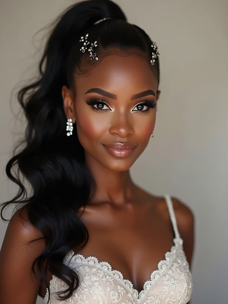 radiant ponytails with sparkle