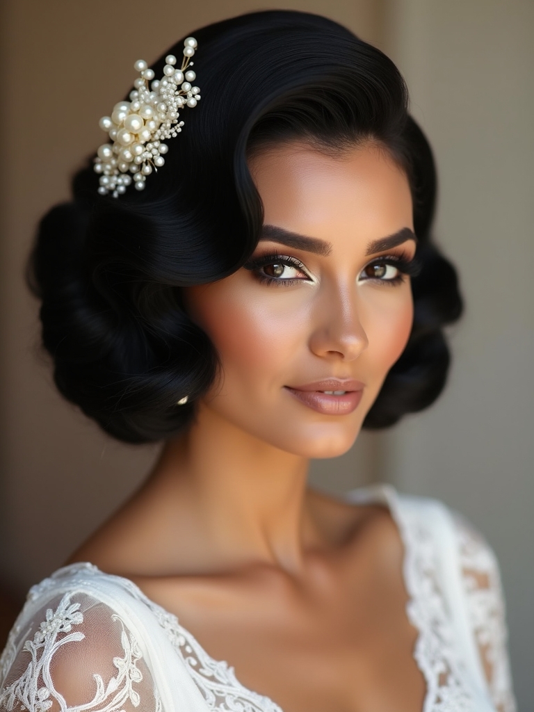 retro waves with pearls