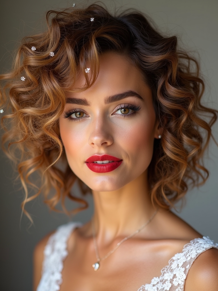 romantic beaded curly accents