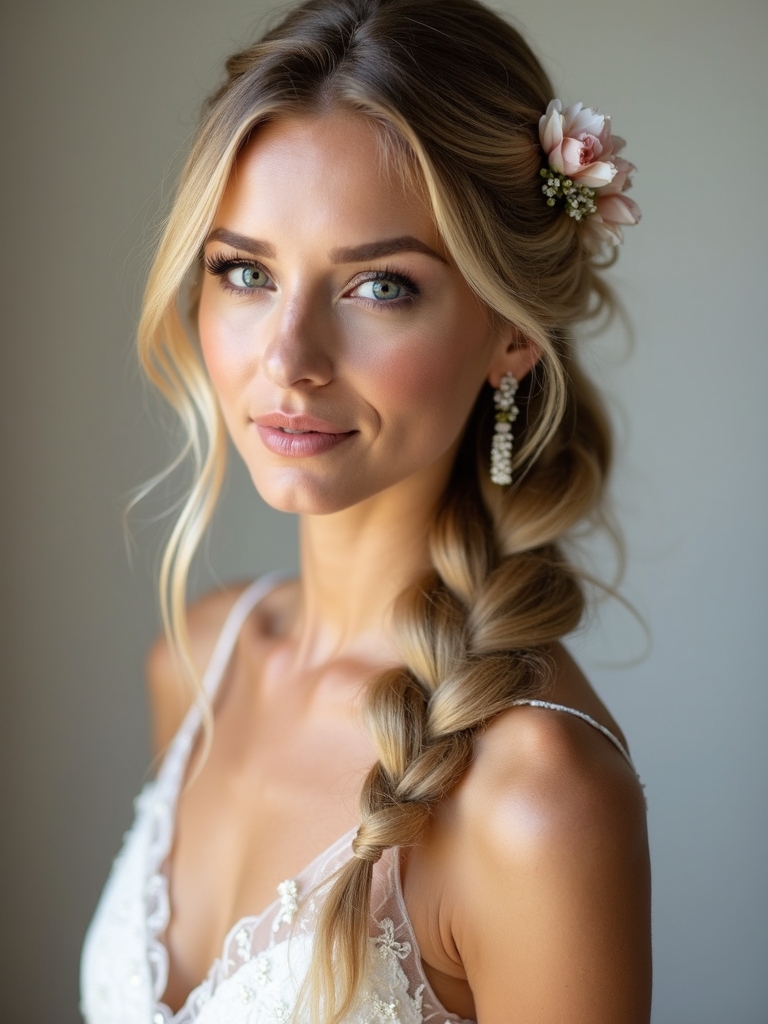 romantic braided half up hairstyle