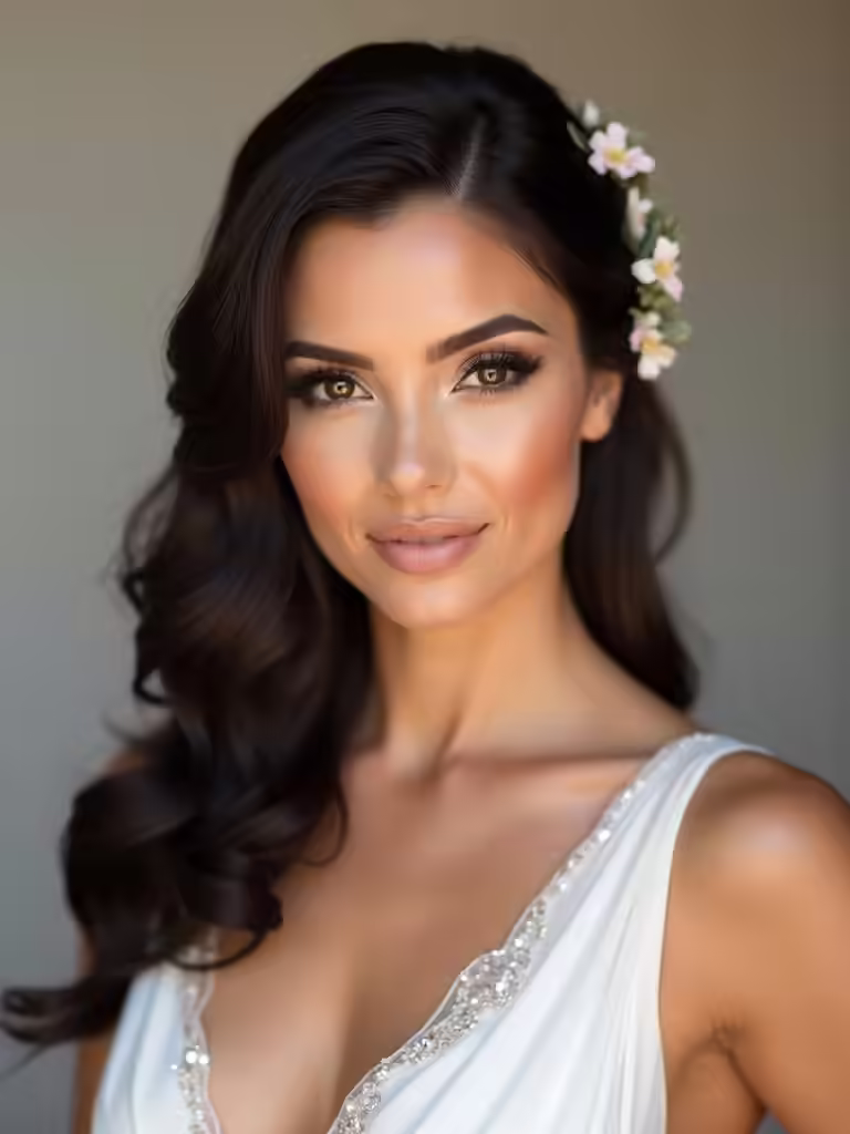 romantic bridesmaid hairstyles dark hair