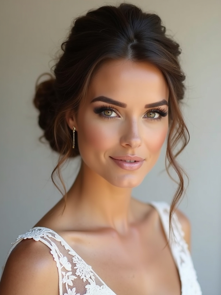 romantic bun with tendrils