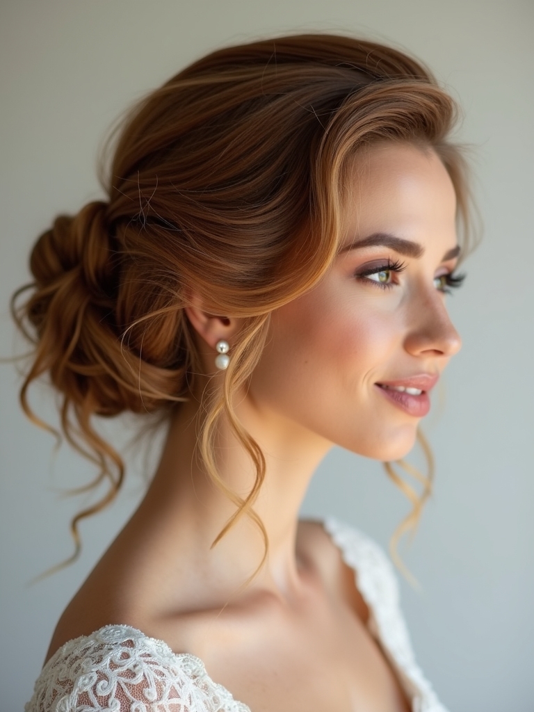 romantic bun with waves