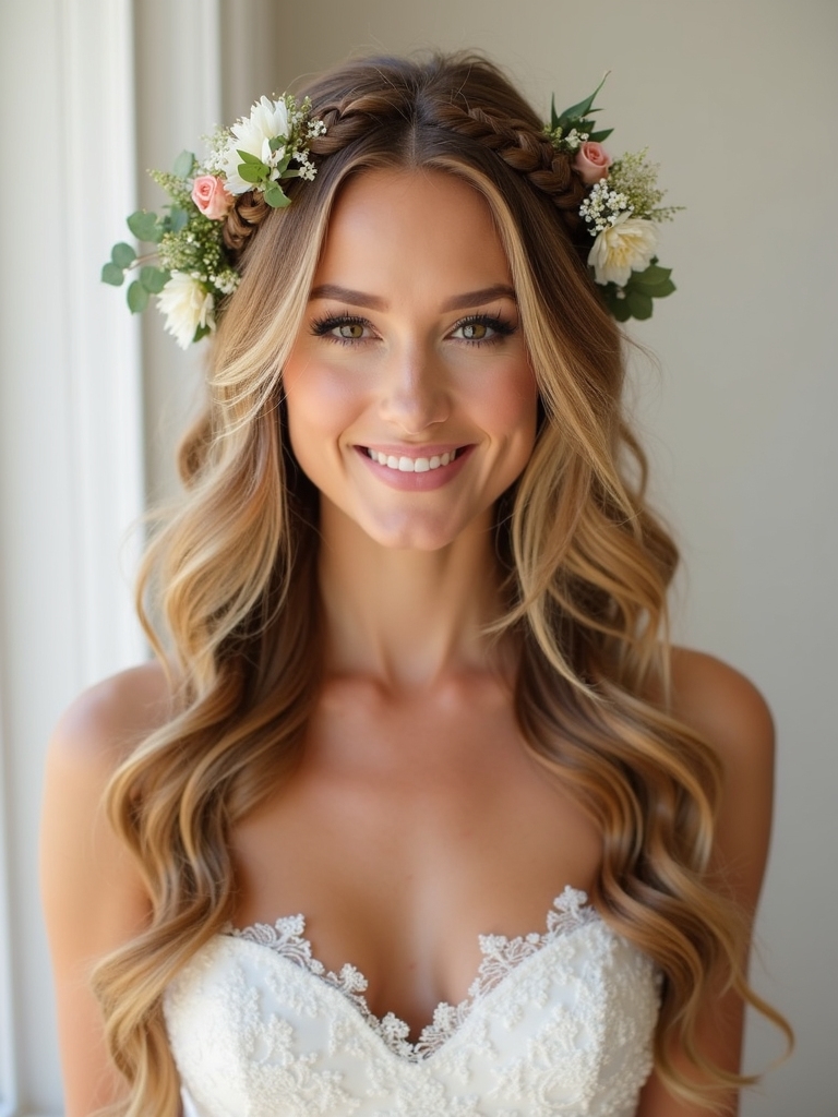 romantic cascading floral braid