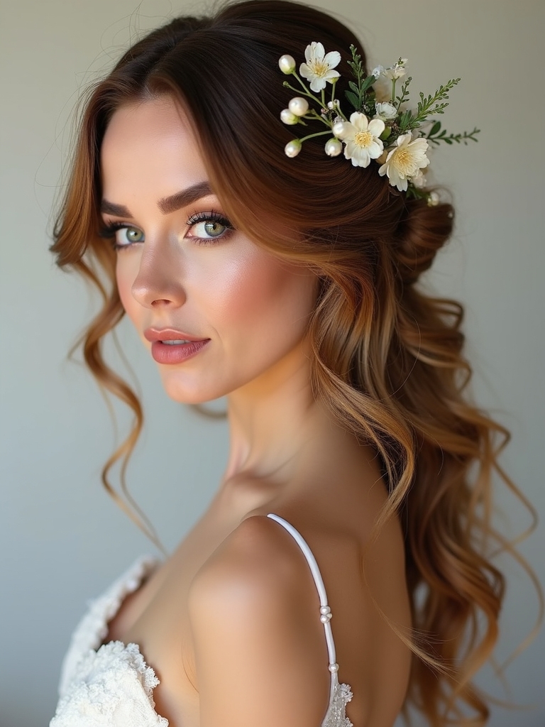 romantic curls with florals