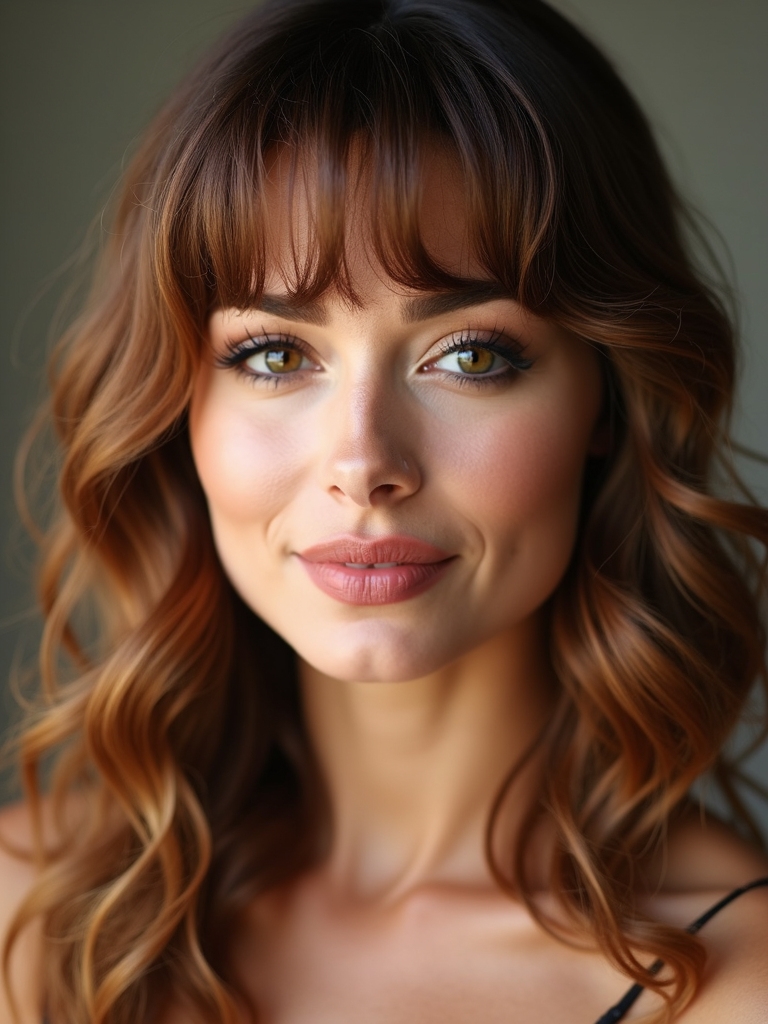 romantic curtain bangs styling
