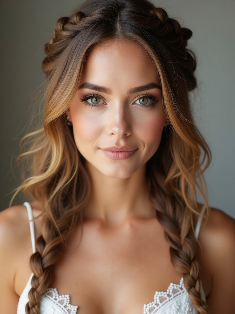 romantic half up braid styles