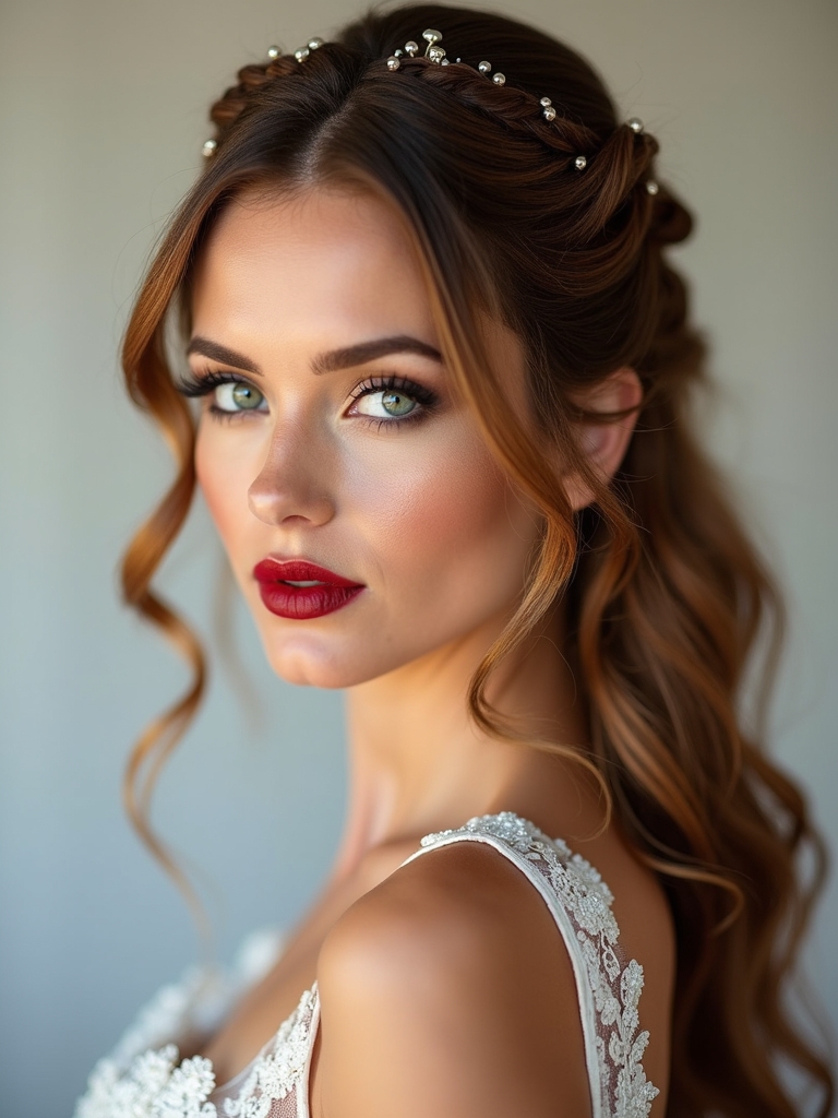 romantic half up braided style