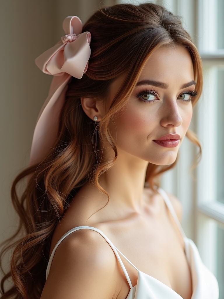 romantic half up bridal hairstyle