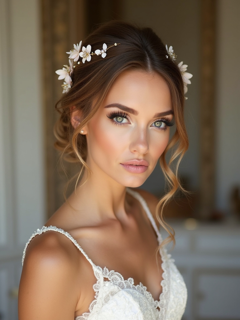 romantic half up hairstyles embellished