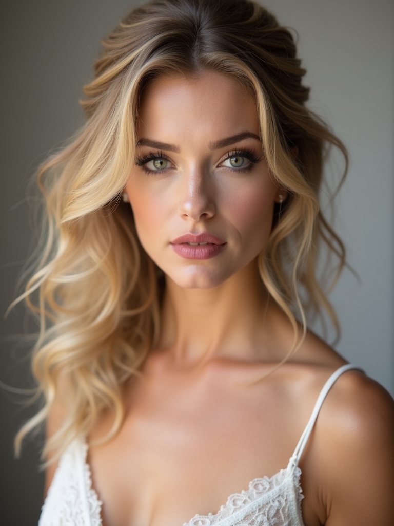 romantic half up pinned curls