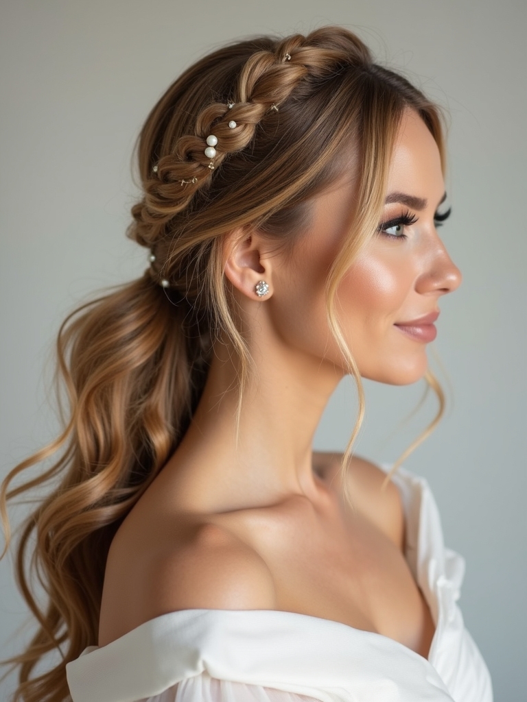 romantic half up ponytail style