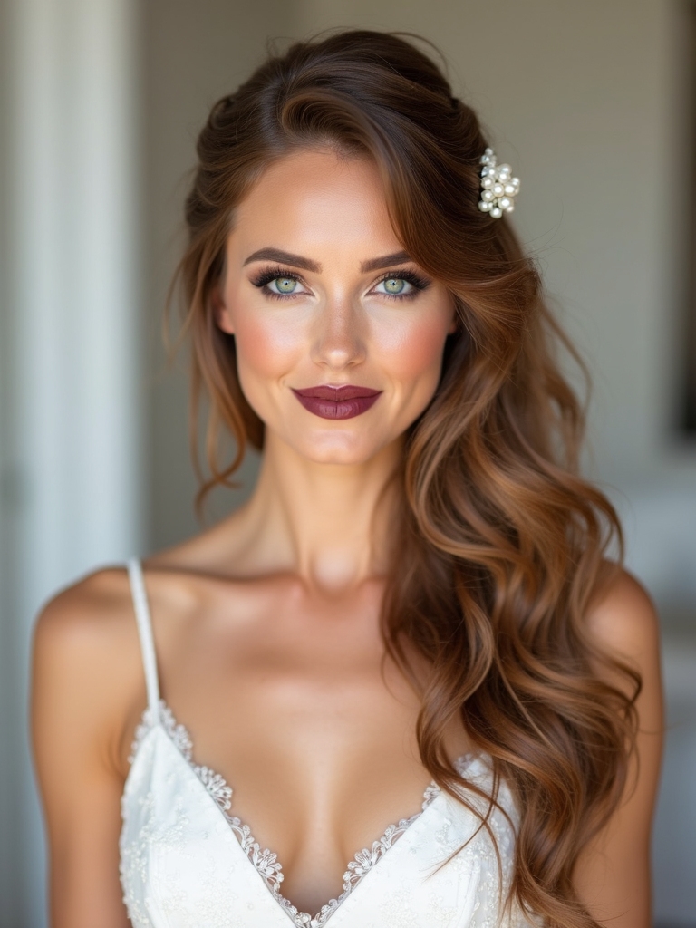 romantic half up soft waves