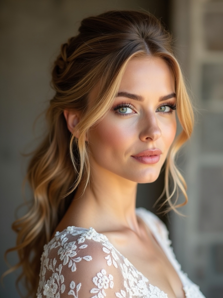 romantic half up wedding hairstyles