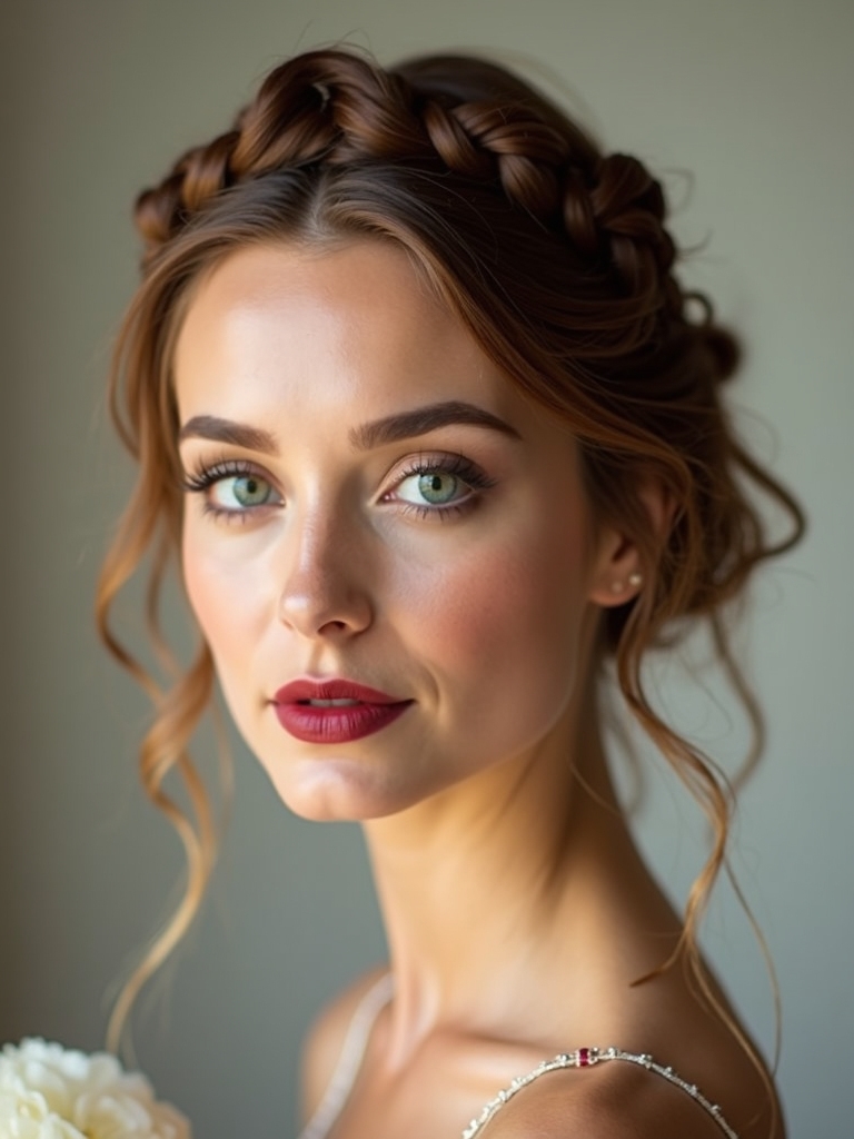 romantic halo and crown braids