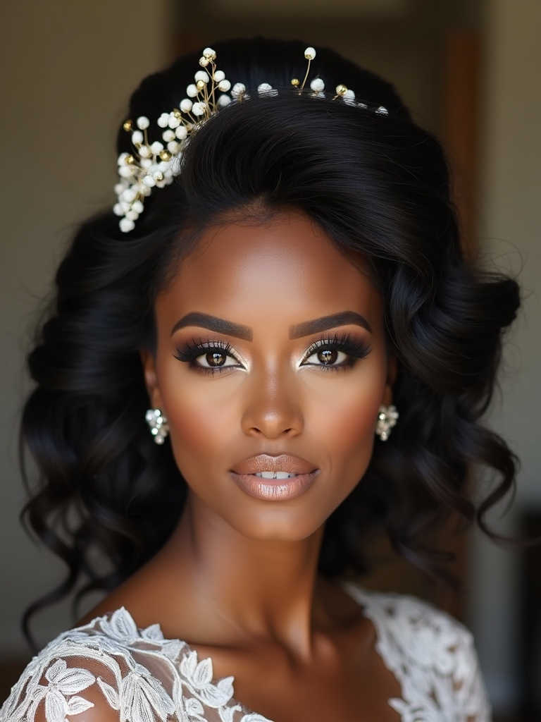 romantic halo half up hairstyle
