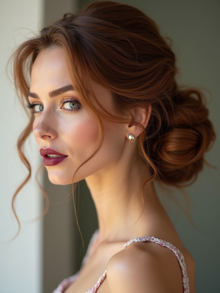 romantic low bun elegance