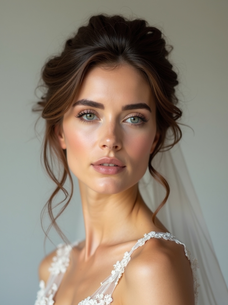 romantic mini updo veil