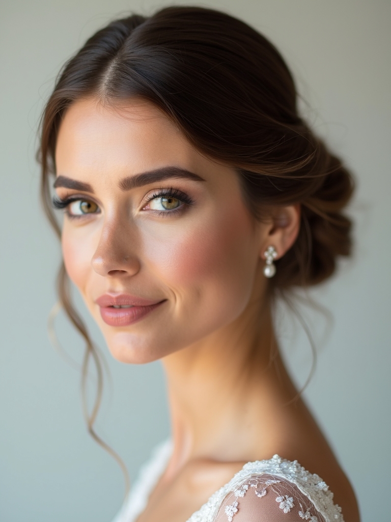 romantic precise half up bun
