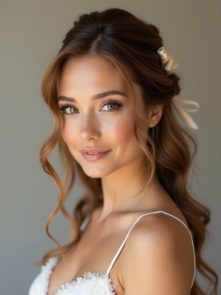 romantic ribbon tied hairstyle