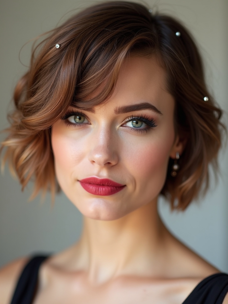romantic side swept fringe accents