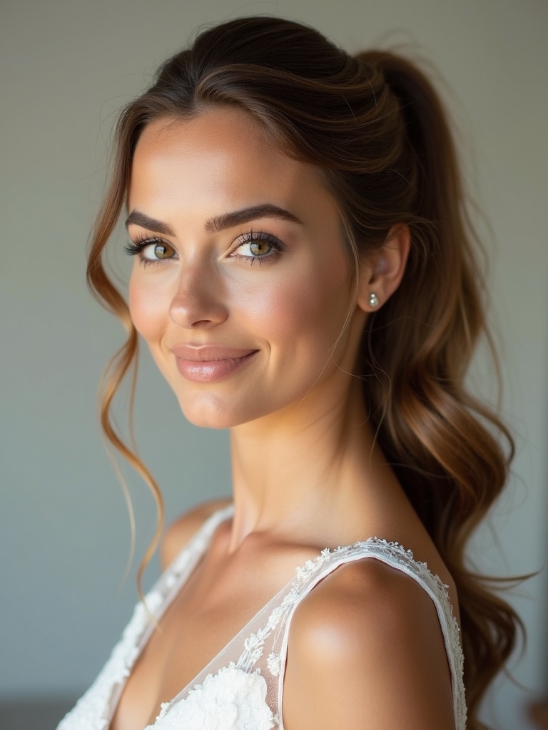 romantic side swept ponytail elegance