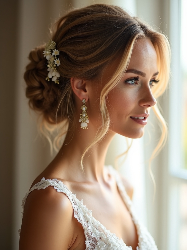 romantic textured lace updo