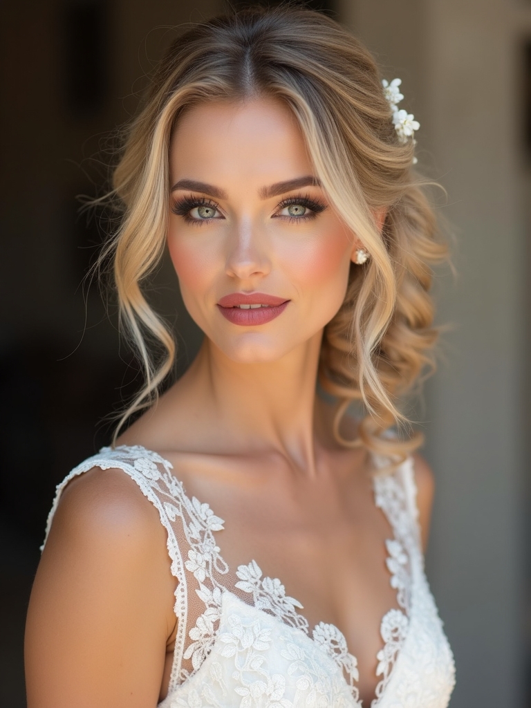 romantic tousled bridal updo
