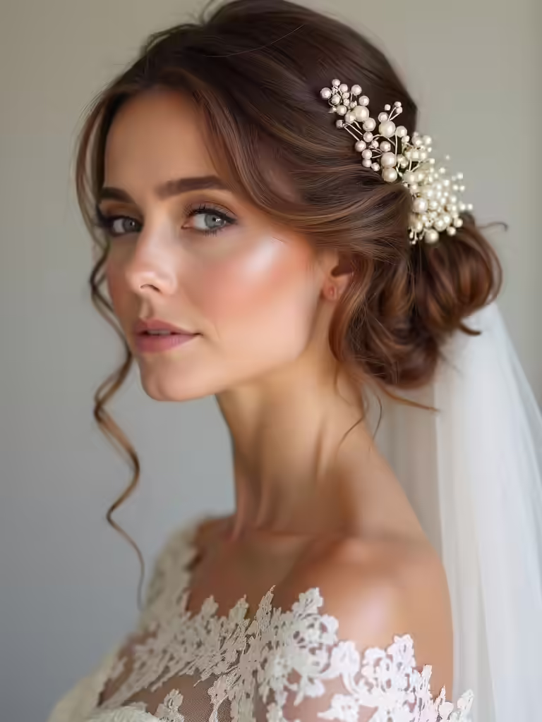 royal updo hairstyles with veils