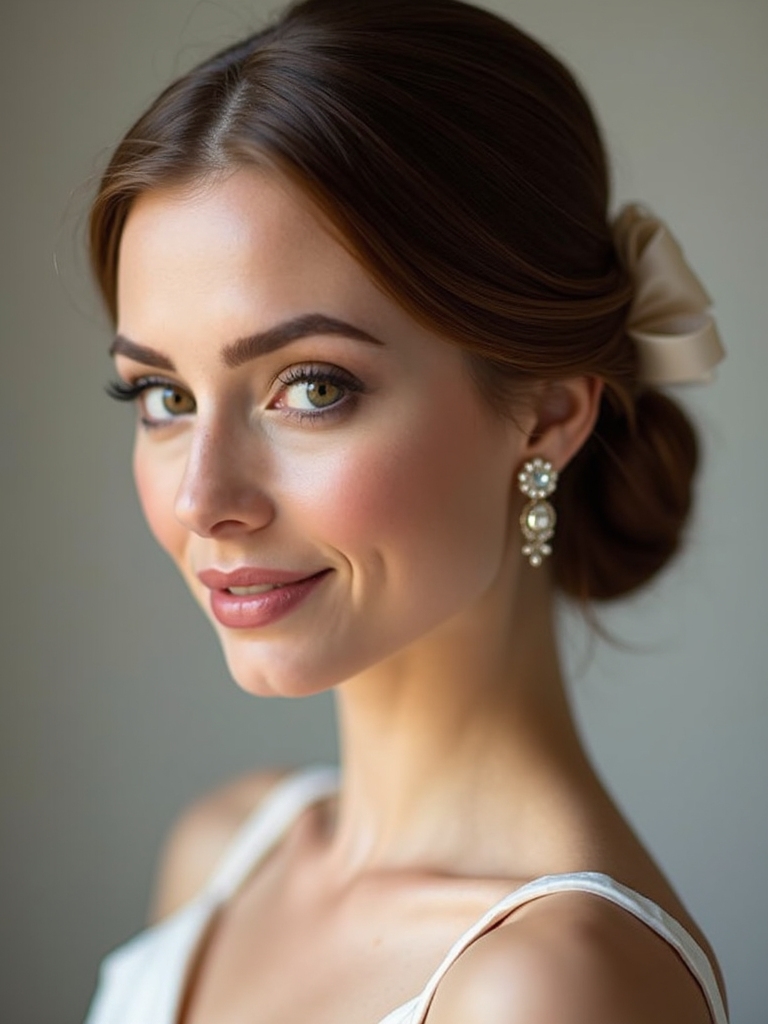 satin ribbon low bun