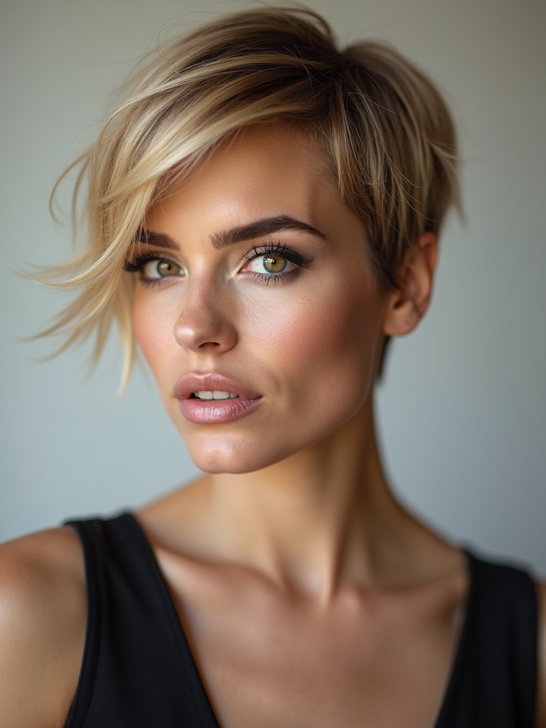 short hair confident engagement style