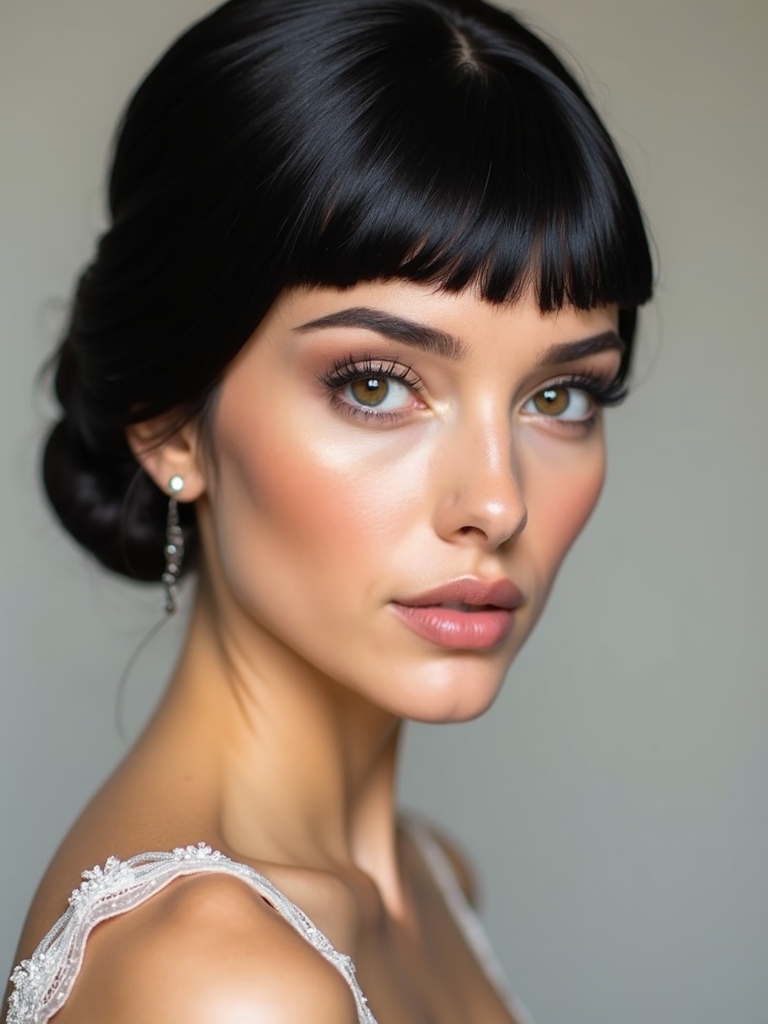 sleek bun glowing skin