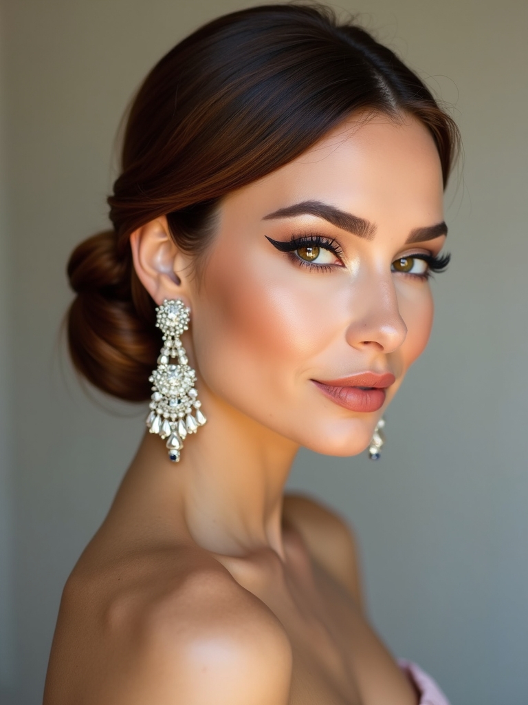 sleek bun minimalist jewelry